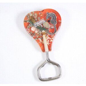 Vintage red heart lucite soda bottle opener P. Vallarta Mexico tourist barwares,